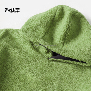 Sudaderas con capucha de forro polar Sherpa personalizadas al por mayor 2026 con bolsillo canguro en color verde |   Chaqueta de forro polar - Product Image 4