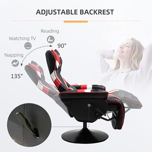 Sedia da Gaming Stile Racing Nera, Bianca e Rossa con Supporto Lombare, Poggiapiedi e Portabicchieri, Reclinabile con Caratteristiche Eleganti - Product Image 4