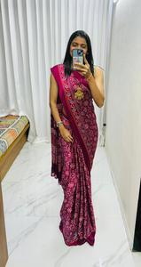 New Soft Gajji Silk Modern Quick Dry <b>Saree</b> and Ajrakh Gajji Bandhej Designer Fancy <b>Saree</b> <b>Blouse</b> Party Wear Wholesale - Product Image 5