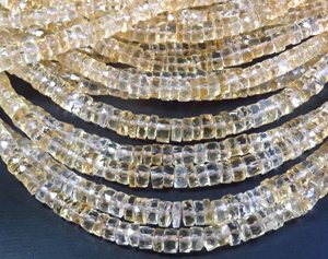 Cuentas de Citrino Amarillento Facetadas de Gemstones Valley, Hilo de 16 Pulgadas, Cuentas de Citrino Natural de Alta Calidad con Orificio Central, Forma Heishi de 5 mm - Product Image 4