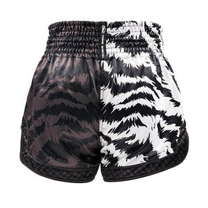 Nouveaux shorts de boxe Muay Thai pour hommes, imprimé noir et blanc, polyester à séchage rapide, vêtements d'arts martiaux légers et respirants - Product Image 3
