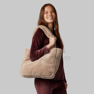Zaujain Industry Real Fur Soft Fabric <b>Tote</b> <b>Zipper</b> Closure Spacious Storage Comfortable Shoulder <b>Bag</b> Daily Carry Fashion - Product Image 5