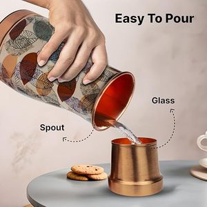 Termo de cobre con diseño de hojas para beber agua y bebidas calientes - Product Image 2