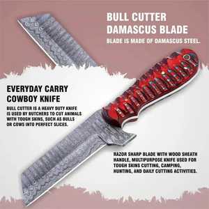 Lightweight Damascus Steel Knives <b>Tool</b> for Camping Fishing High Quality Customized Knife With Ergonomic Red Micarta handle - Product Image 3