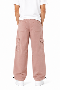 Pantalon cargo jogger décontracté rose pour homme avec plusieurs poches, coupe décontractée, style streetwear, bas de tenue élégant et élastique - Product Image 2
