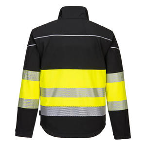 Men's High Visibility Reflective <b>Work</b> Jacket Windproof Winter <b>Fleece</b> Lined Zipper Closure Black Yellow Color Blocking - Product Image 3