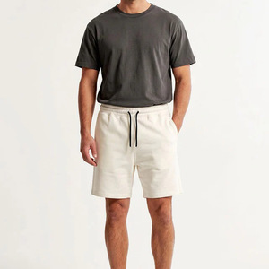 Ensemble de shorts décontractés en coton tricoté pour homme, couleur unie, respirant, pour l'été, blanc et gris - Product Image 1