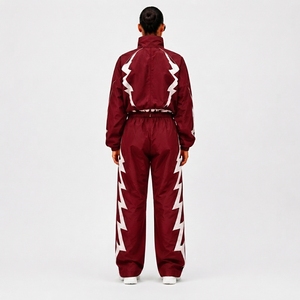 Black Nylon Tracksuit <b>Set</b> Athletic Jacket and Pants for Sports Training Fitness Running Workout Gym and Outdoor Activities - Product Image 2
