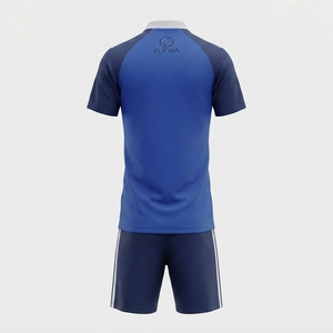Ensemble d'uniformes de football personnalisés bleus et marine pour hommes – Maillot et short de sport professionnels - Product Image 4