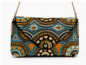 Pochette perlée faite à la main avec chaîne |   Sac de soirée géométrique multicolore |   Sac à main Statement |   Sac à chaîne au design géométrique - Product Image 3