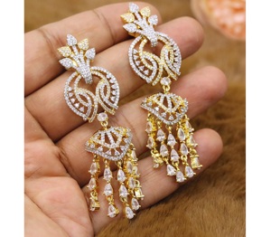 Radiant Premium Quality Brass Gold & <b>Silver</b> Plated Stone Look Design Drop Earring For Women Wedding Classic Jewelry Collections - Product Image 2