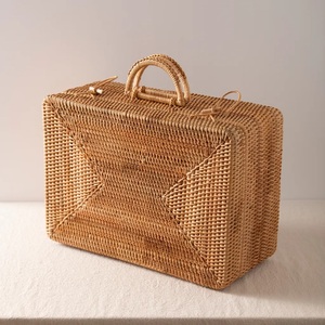 Wicker <b>Suitcase</b> Handmade Woven Rattan Briefcase Customizable Size Briefcases for Girls Women Made in Vietnam - Product Image 4