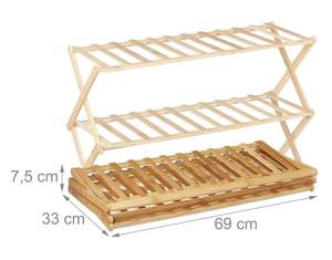 Foldable <b>Pine</b> Wood Shoe Rack Multi-Functional Free Standing Shoe <b>Shelf</b> Organizer for Home Storage - Product Image 5