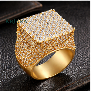Bague Cocktail Unisexe en Argent 925 Plaqué Moissanite pour Homme, Coupe Ronde Brillante, Sertissage Pavé, Géométrique, Luxe, Bijou de Fête - Product Image 1