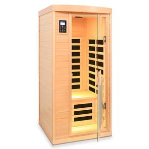 Sala de sauna interior de infrarrojo lejano Hemlock para una persona con puerta delantera de Bajo EMF y panel de calefacción - Product Image 5