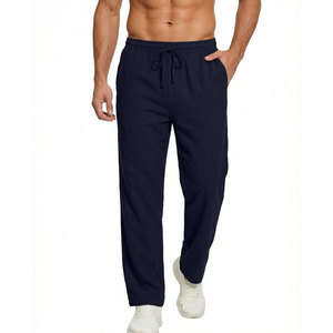 Men's Casual Flare <b>Trouser</b> Mid <b>Waist</b> Eco-Friendly Breathable Cotton/Polyester Fabric Comfortable Fit <b>Elastic</b> Closure - Product Image 1