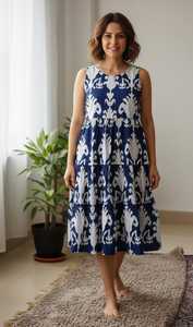 เดรสยาวพิมพ์ลายเรโทรคุณภาพดีสวยงาม คอวี ไซส์ใหญ่ สไตล์ลำลองสำหรับผู้หญิง ชุดเดรสชายหาดสำหรับผู้หญิง - Product Image 3