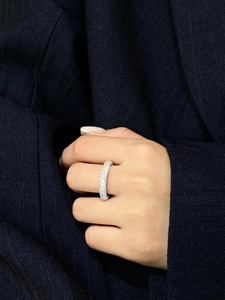 วงแหวนเพชรขนาดเล็กเต็มรูปแบบสวยงามแหวนแต่งงานซ้อนกันได้สวยงามเครื่องประดับเล็กๆสไตล์สายรัดที่หรูหรา - Product Image 6