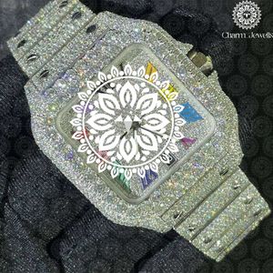 Montre numérique de luxe Charm_Jewells en acier inoxydable, boîtier rectangulaire 42 mm, fermoir pliant lumineux, bracelet tendance pour femme - Product Image 5