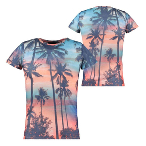 T-shirt pour homme à motif palmier tropical - Impression par sublimation intégrale coucher de soleil - Haut décontracté de mode estivale pour la plage - Product Image 1