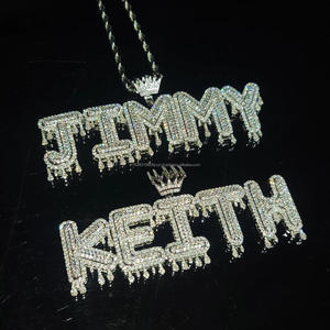 Collier Pendentif Lettre Personnalisée KEITH en Moissanite Plaqué Or, Chaîne Cubaine Hip Hop, Bijou Cadeau en Argent 925 - Product Image 3