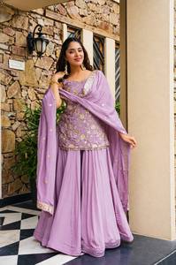Traje Anarkali de Lavanda con Dupatta, Ropa Tradicional India y Pakistaní para Mujer, Largo hasta el Suelo, para Bodas, Elástico y Holgado - Product Image 2