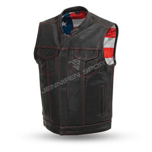 Custom Men's Windproof Casual <b>Utility</b> <b>Vests</b> High Quality Fashion Wholesale Multi Pocket Tactical Leather Motorcycle <b>Vest</b> - Product Image 1