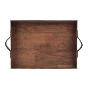 Plateau de service en bois de design premium avec poignées en cuir, design minimaliste, plateau en bois d'acacia durable pour la décoration de cuisine - Product Image 6