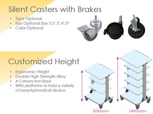 Carrito Móvil Moderno y Duradero para Tabletas, de Metal y Plástico Ajustable, con 4 Ruedas, 1 Cajón, Sin Bloqueo, para Uso en Hospitales, Talleres, Exteriores y Comercios - Product Image 6