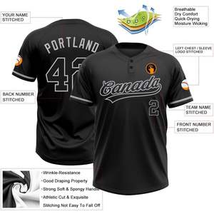 Camisetas Personalizadas de Béisbol y Sóftbol con Dos Botones para Hombres, Mujeres y Jóvenes, con Nombre, Número y Logotipo Bordados - Product Image 1