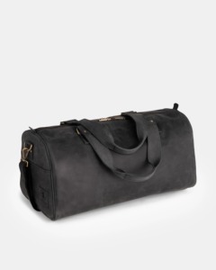 Sac de voyage week-end vintage pour homme en cuir véritable gris foncé, résistant à l'eau, grand format, écologique, idéal pour la gym - Product Image 1