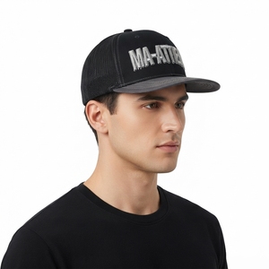 Men's <b>Black</b> Trucker Cap Custom Embroidered Logo Mesh Back Baseball Hat Adjustable Streetwear Outdoor - Product Image 2