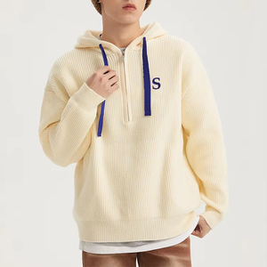 Knit Hoodie Men'S Winter Athletic Half Zip up Hoodie <b>Sweater</b> New High Quality Custom Knitwear Hoodie <b>Sweater</b> - Product Image 5