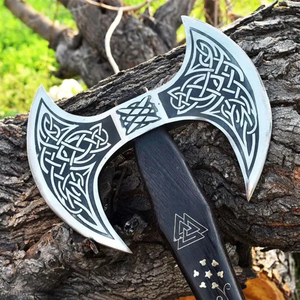 Hacha Vikinga Industrial Histórica de Doble Cabeza Ragnar, Forjada a Mano en Acero Inoxidable con Mango de Madera de Palisandro, Garantía de 3 Años - Product Image 4