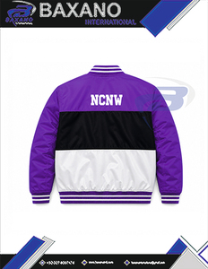 Chaqueta de carreras bordada para mujer de la hermandad NCNW, ropa griega vintage, chaqueta universitaria blanca y morada, personalizable con cualquier logotipo. - Product Image 6