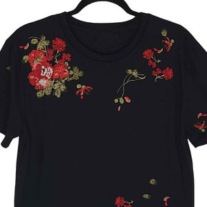 T-shirt classique à col rond pour homme, 100 % coton, broderie chenille, logo personnalisé, vente en gros OEM, meilleure vente - Product Image 5