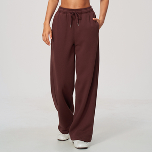 Winter <b>Fleece</b> Cotton Casual Breathable Soft New Vintage <b>Jogger</b> <b>Women</b> Side Pockets Loose Sport Fitness Hiking Wide Leg Sweatpants - Product Image 2