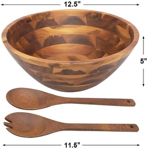 Bol de service en bois jetable du fabricant grossiste, motif végétal, écologique, compatible lave-vaisselle, pour salades et aliments - Product Image 1