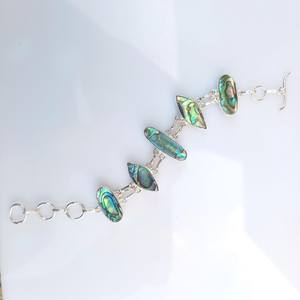 Pulsera de Plata de Ley con Concha de Abulón de Diseño de Lujo, Ajustable, con Piedras Preciosas, Hecha a Mano para Mujer, Regalo Elegante de Alta Calidad - Product Image 3