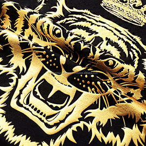 <b>Men's</b> Black Short Sleeve T-<b>Shirt</b> Front Logo Gold Foil <b>Skull</b> Print O-Neck Regular Fit Casual Knitted 100% Cotton Eco-Friendly - Product Image 4