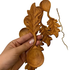 Vietnam Unique Scoop Leaf Wooden Spoon Natural Wooden Material for Spice Sugar Scoop Cooking Serving <b>Table</b> Decor - Product Image 1