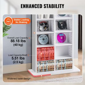Mueble para Almacenamiento de Medios, Estante para DVD de 8 Niveles, Ajustable, con 16 Compartimentos para CD, Capacidad para 464 CDs, Protege y Organiza la Colección de Música - Product Image 3