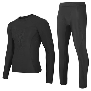 Durable <b>Men's</b> 2-Piece High Waist Solid <b>Compression</b> Set with Moisture Control <b>for</b> Gym Workout & Outdoor Sports - Product Image 2
