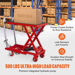Carrello Elevatore a Forbice Idraulico con Capacità di 227 kg e Altezza di Sollevamento di 72,4 cm con 4 Ruote Antiscivolo (Nuovo) - Product Image 2