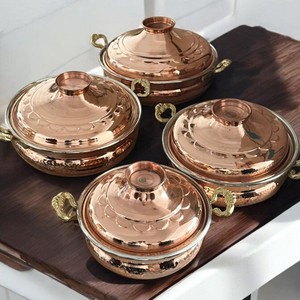 Casserole en cuivre avec couvercle, grande taille, marmite pour servir les aliments, utilisation à la maison, à l'hôtel, au restaurant - Product Image 3