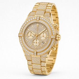 Luxury Women's Yellow Gold <b>Diamond</b> <b>Watch</b> Round Analog Quartz Bracelet - Product Image 5