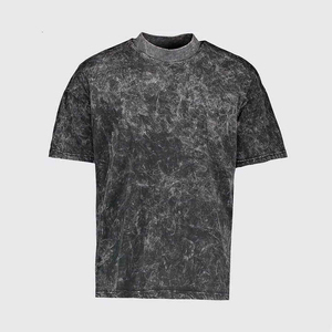 T-shirts vintage surdimensionnés pour hommes en coton 100% tricoté, lavés à l'acide, avec impression personnalisée, OEM - Product Image 2