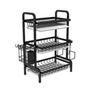Égouttoir à vaisselle double niveau en fil métallique, support de rangement de cuisine, séchoir à bols, égouttoir d'évier avec porte-couverts - Product Image 5