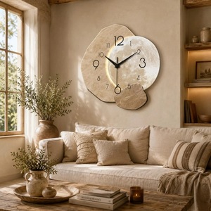 Modern Farmhouse Resin Wall <b>Clock</b> Irregular Shape Analog Quartz Two-Piece Living Room Decor - Product Image 1