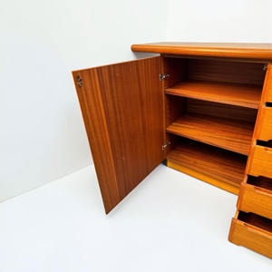 Firsthand Wholesale Teak Wood Sideboard Mid Century Modern Credenza Curved <b>Buffet</b> <b>Cabinet</b> Living Room Storage B2B Direct Factory - Product Image 5
